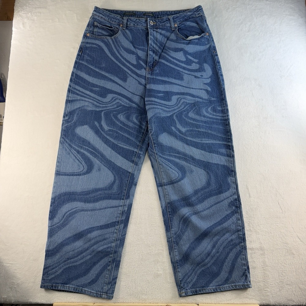 WILD FABLE Plus 18 34 Baggy Blue Jeans Wavy Highest Rise Pants Grunge Boho Punk - Picture 4 of 16